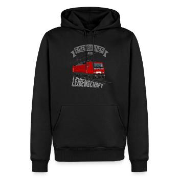 Eisenbahner aus Leidenschaft ELOK Elektro - Männer Premium Bio Hoodie - Schwarz - Vorne - Nico (187cm)