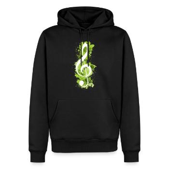 Éclaboussures de peinture clé de sol blanche - vert lime - Sweat à capuche Premium bio Homme - noir - Devant - Nico (187cm)