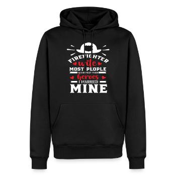 Pompier - Sweat à capuche Premium bio Homme - noir - Devant - Nico (187cm)