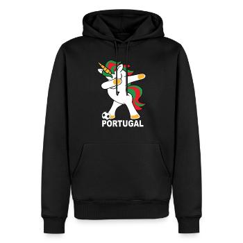 Football dab Licorne Portugal Portugais Portugais - Sweat à capuche Premium bio Homme - noir - Devant - Nico (187cm)
