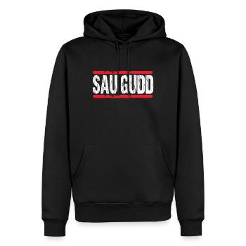 SauGudd Saarland Saarländer Saarländisch - Männer Premium Bio Hoodie - Schwarz - Vorne - Nico (187cm)