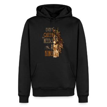 Couple partenaire Roi et Reine Lion - Sweat à capuche Premium bio Homme - noir - Devant - Nico (187cm)