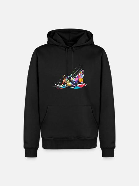 Bär Kitesurfing Geschenk - Männer Premium Bio Hoodie - Schwarz
