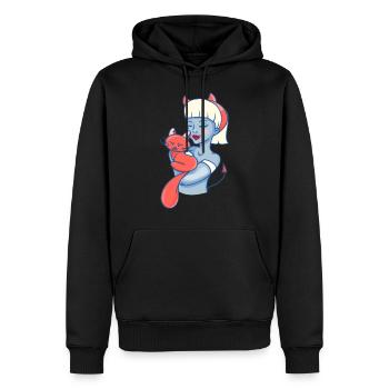 Demon Girl with a Cat Kitty - Men’s Premium Organic Hoodie - black - Front - Nico (187cm)