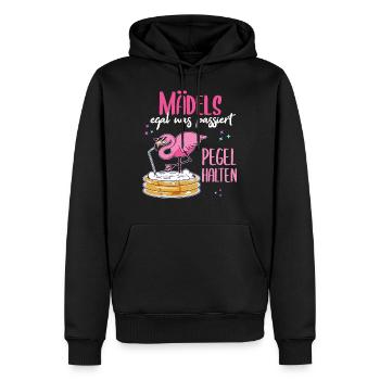 Mädels Egal Was Passiert Pegel Halten Damen - Männer Premium Bio Hoodie - Schwarz - Vorne - Nico (187cm)