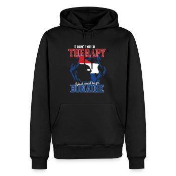 Ich brauche keine Therapie - Bonaire - Männer Premium Bio Hoodie - Schwarz - Vorne - Nico (187cm)