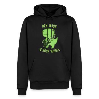 Rex, Hugs and Rock 'n Roll - Männer Premium Bio Hoodie - Schwarz - Vorne - Nico (187cm)