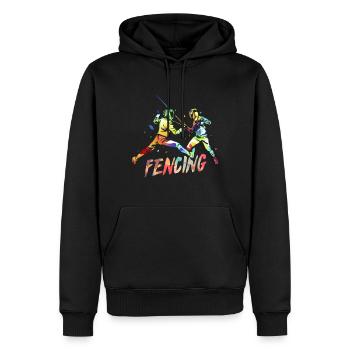 clôture - Sweat à capuche Premium bio Homme - noir - Devant - Nico (187cm)