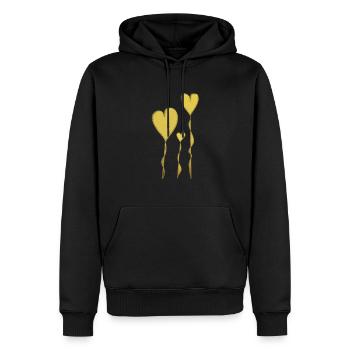 Goldene Herzen - Männer Premium Bio Hoodie - Schwarz - Vorne - Nico (187cm)