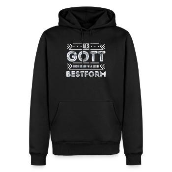 Lustiger Spruch - Männer Premium Bio Hoodie - Schwarz - Vorne - Nico (187cm)
