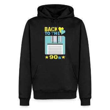 90s 90s fashion 90s party 90s - Sweat à capuche Premium bio Homme - noir - Devant - Nico (187cm)
