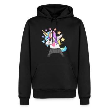 Tamponner la licorne tamponner la licorne - Sweat à capuche Premium bio Homme - noir - Devant - Nico (187cm)