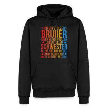 Vintage Bruder & Großer bruder und Schwester Stolz - Männer Premium Bio Hoodie - Schwarz - Vorne - Nico (187cm)