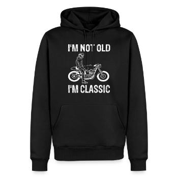 moto - Sweat à capuche Premium bio Homme - noir - Devant - Nico (187cm)