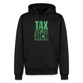 Taxer les riches - Sweat à capuche Premium bio Homme - noir - Devant - Nico (187cm)