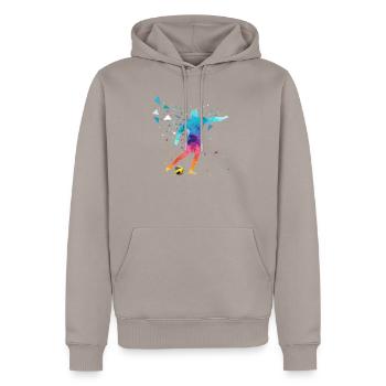 Joueur de foot - Sweat à capuche Premium bio Homme - taupe - Devant - Nico (187cm)