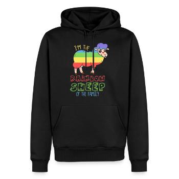 Je suis le mouton arc-en-ciel de la famille - Sweat à capuche Premium bio Homme - noir - Devant - Nico (187cm)