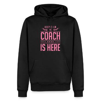 Coaching de vie - Sweat à capuche Premium bio Homme - noir - Devant - Nico (187cm)