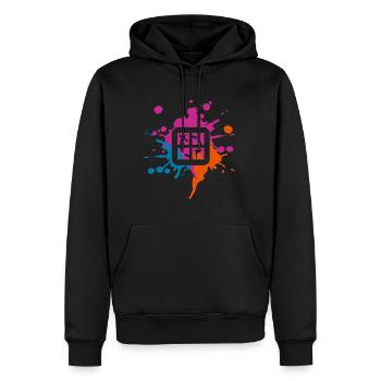 Geocaching Farbiger Klecks - Männer Premium Bio Hoodie - Schwarz - Vorne - Nico (187cm)