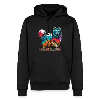 Shetland Chien de berger Cadeau - Sweat à capuche Premium bio Homme - noir - Devant - Nico (187cm)