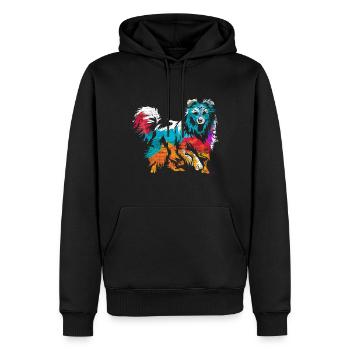 Shetland Chien de berger Cadeau - Sweat à capuche Premium bio Homme - noir - Devant - Nico (187cm)