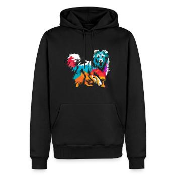 Shetland Chien de berger Cadeau - Sweat à capuche Premium bio Homme - noir - Devant - Nico (187cm)