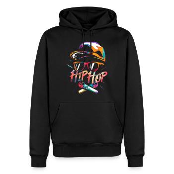 Hip hop - Sweat à capuche Premium bio Homme - noir - Devant - Nico (187cm)