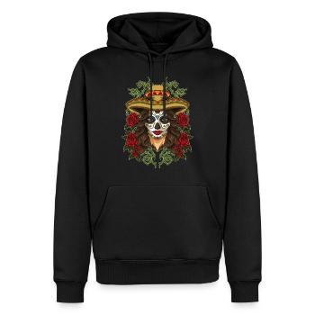 La Calavera Catrina - Lady of the Dead - Männer Premium Bio Hoodie - Schwarz - Vorne - Nico (187cm)