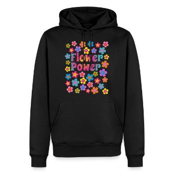 Flower Power Blume Blumenpower Happy Life - Männer Premium Bio Hoodie - Schwarz - Vorne - Nico (187cm)