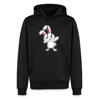Tamponner le lapin - Sweat à capuche Premium bio Homme - noir - Devant - Nico (187cm)