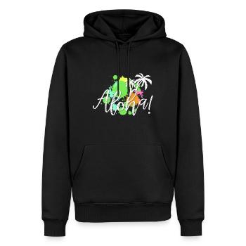 Zomer - Mannen Premium Bio hoodie - zwart - Voor - Nico (187cm)
