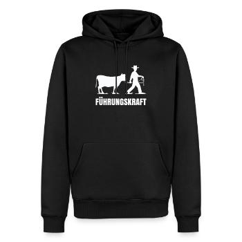 Führungskraft Landwirt Design mit Milchkuh - Männer Premium Bio Hoodie - Schwarz - Vorne - Nico (187cm)