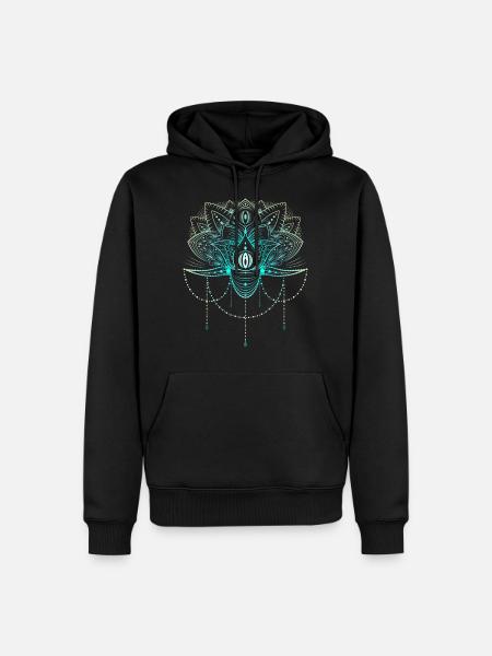 Mandala Yoga Lotus Blume - Damen Herren Geschenk - Männer Premium Bio Hoodie - Schwarz