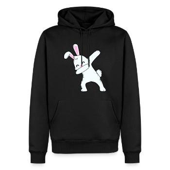 Tamponner le lapin - Sweat à capuche Premium bio Homme - noir - Devant - Nico (187cm)