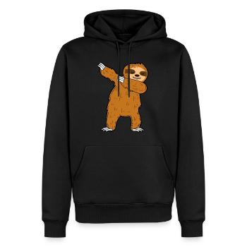 Dabbing Faultier - Männer Premium Bio Hoodie - Schwarz - Vorne - Nico (187cm)