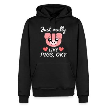 Tout comme les cochons, ok? - porc - Sweat à capuche Premium bio Homme - noir - Devant - Nico (187cm)
