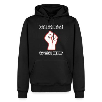 Ja Schatz du hast Recht - und ich hab meine Ruhe - Männer Premium Bio Hoodie - Schwarz - Vorne - Nico (187cm)