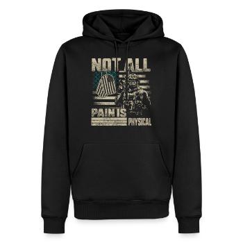 Not All Pain Is Physical PTSD Awareness Teal - Men’s Premium Organic Hoodie - black - Front - Nico (187cm)