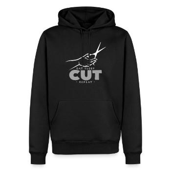 Barbier - Sweat à capuche Premium bio Homme - noir - Devant - Nico (187cm)