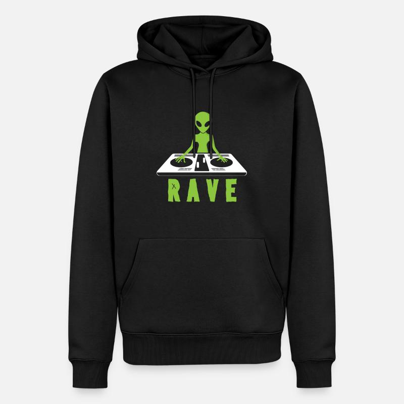 Alien rave party - Sweat à capuche Premium bio Homme - noir