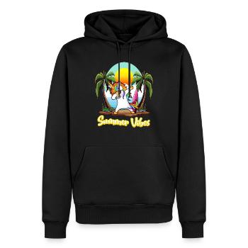 Summer Vibes Unicorn Vacation Colorful Humor - Men’s Premium Organic Hoodie - black - Front - Nico (187cm)