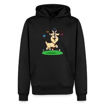 GOAThefuckof Funny Goat Humor Cartoon Comic - Sweat à capuche Premium bio Homme - noir - Devant - Nico (187cm)