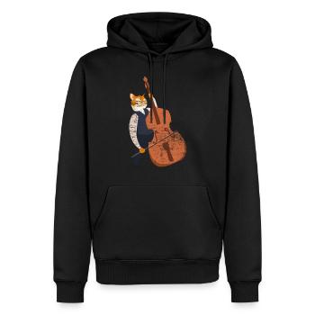 Cadeau chat contrebasse - Sweat à capuche Premium bio Homme - noir - Devant - Nico (187cm)