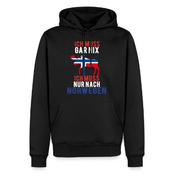 Ich muss nach Norwegen Elch Norway Urlaub Geschenk - Männer Premium Bio Hoodie - Schwarz - Vorne - Nico (187cm)