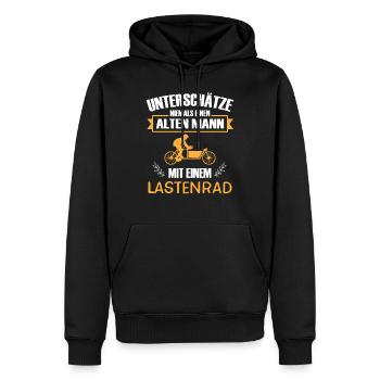 Cargo Hollandrad Lastenrad Biker Herren Bike - Männer Premium Bio Hoodie - Schwarz - Vorne - Nico (187cm)