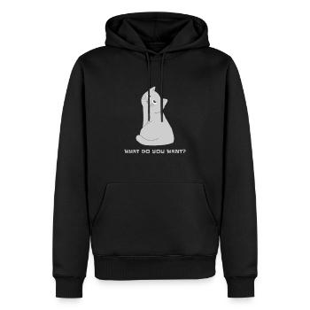 Chat sérieux drôle que voulez-vous Chat drôle - Sweat à capuche Premium bio Homme - noir - Devant - Nico (187cm)