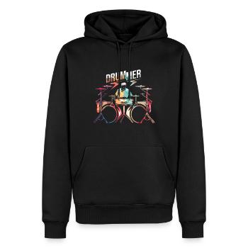 Tambour, Batterie, Rock - Sweat à capuche Premium bio Homme - noir - Devant - Nico (187cm)