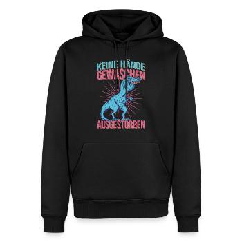 Se laver les dinosaures - Sweat à capuche Premium bio Homme - noir - Devant - Nico (187cm)