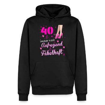 40 Geburtstag Frauen - Männer Premium Bio Hoodie - Schwarz - Vorne - Nico (187cm)