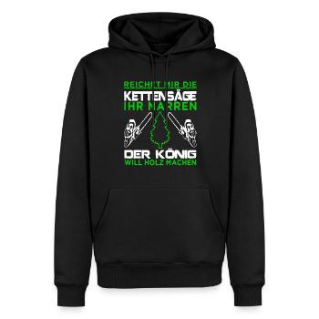 Holz machen Holzfaeller Holz lustige Sprüche - Männer Premium Bio Hoodie - Schwarz - Vorne - Nico (187cm)